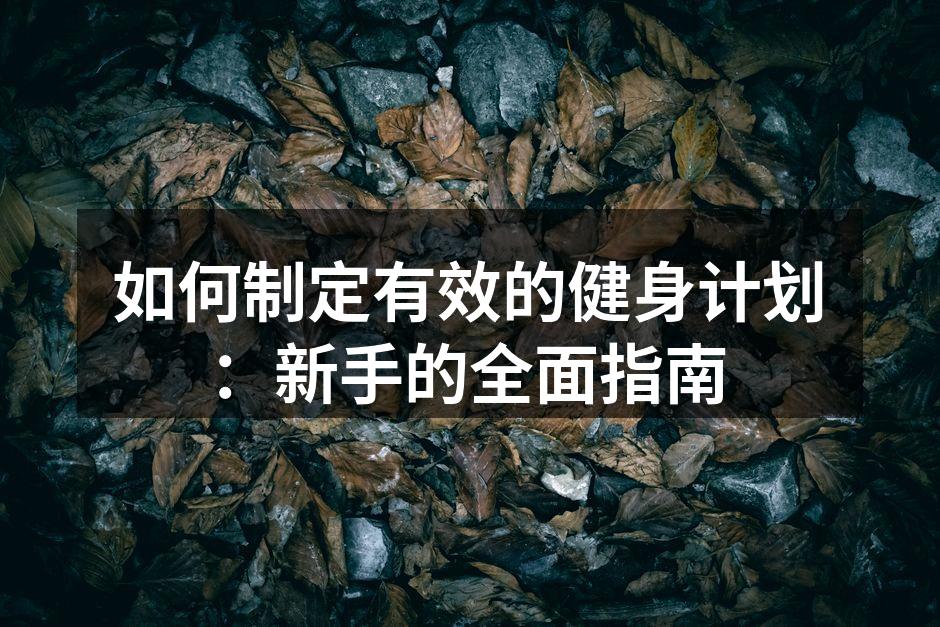 如何制定有效的健身计划：新手的全面指南